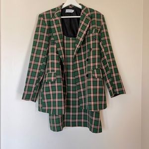 Adorable Korean Designer Plaid Dress and Blazer